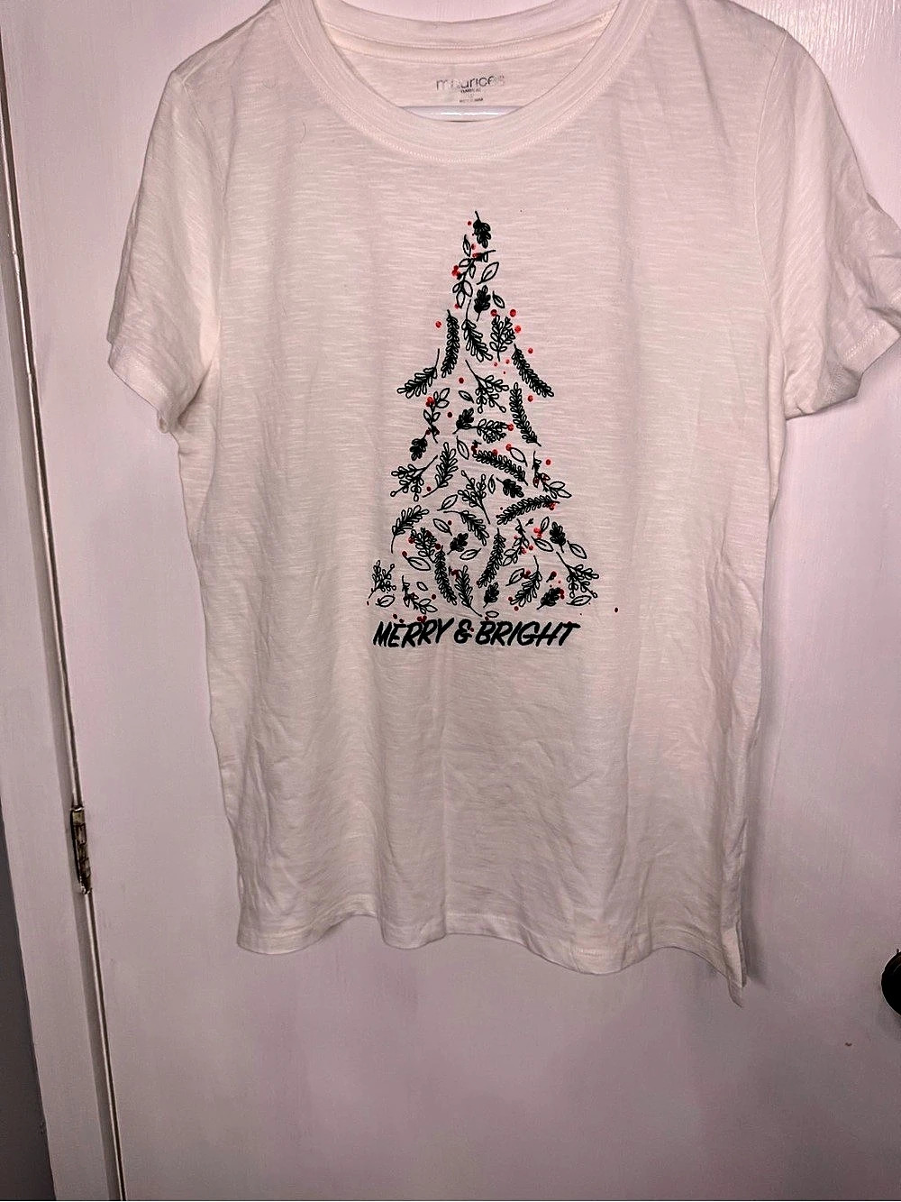 Maurices Merry & Bright Christmas Tree Graphic Tee Floral Christmas Tree Tee in